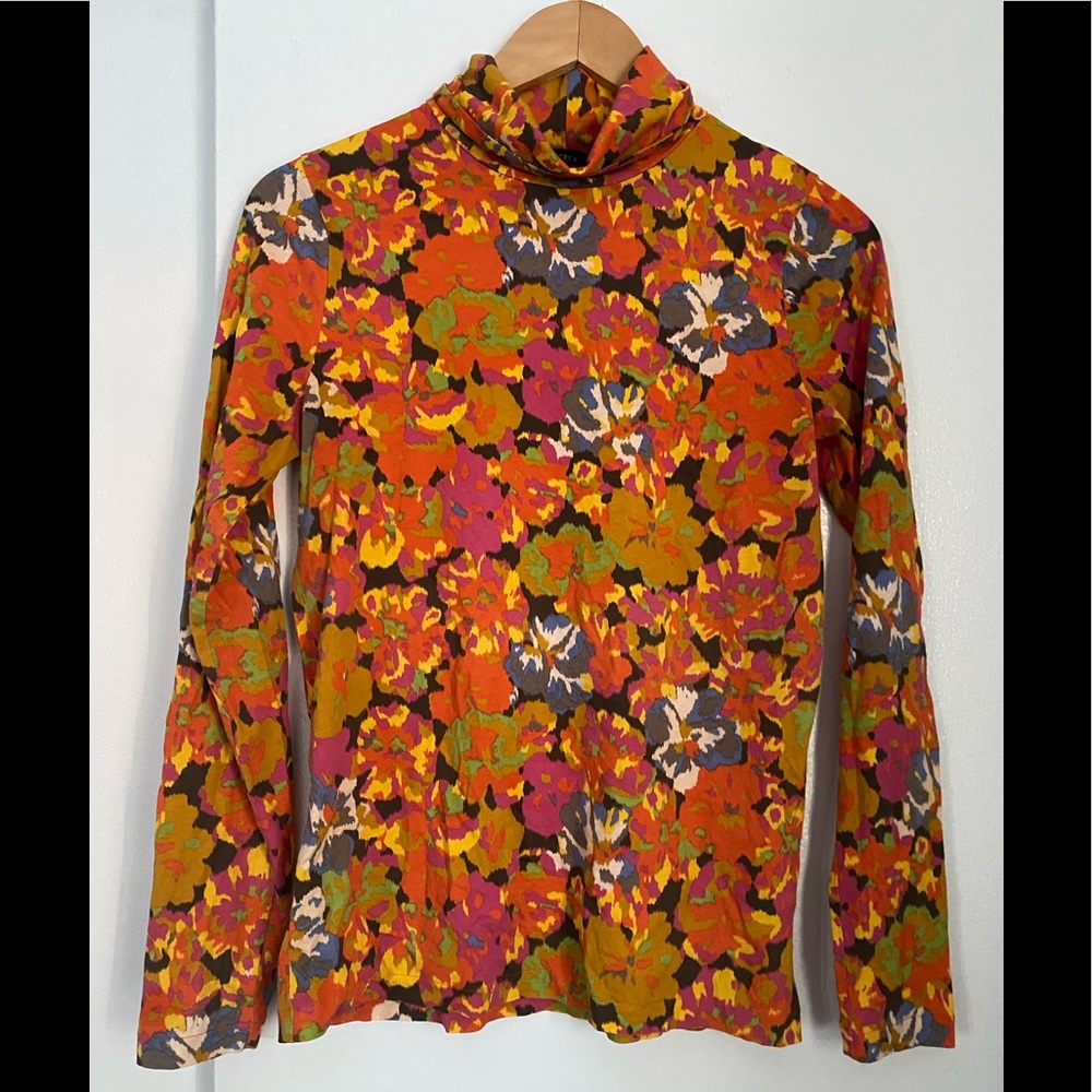 J. Crew Tissue Turtleneck in Sunset Floral